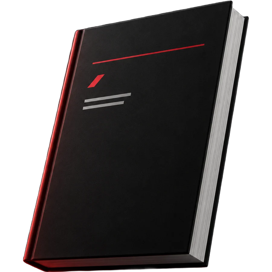 Hardcover guide with a minimal crimson cover