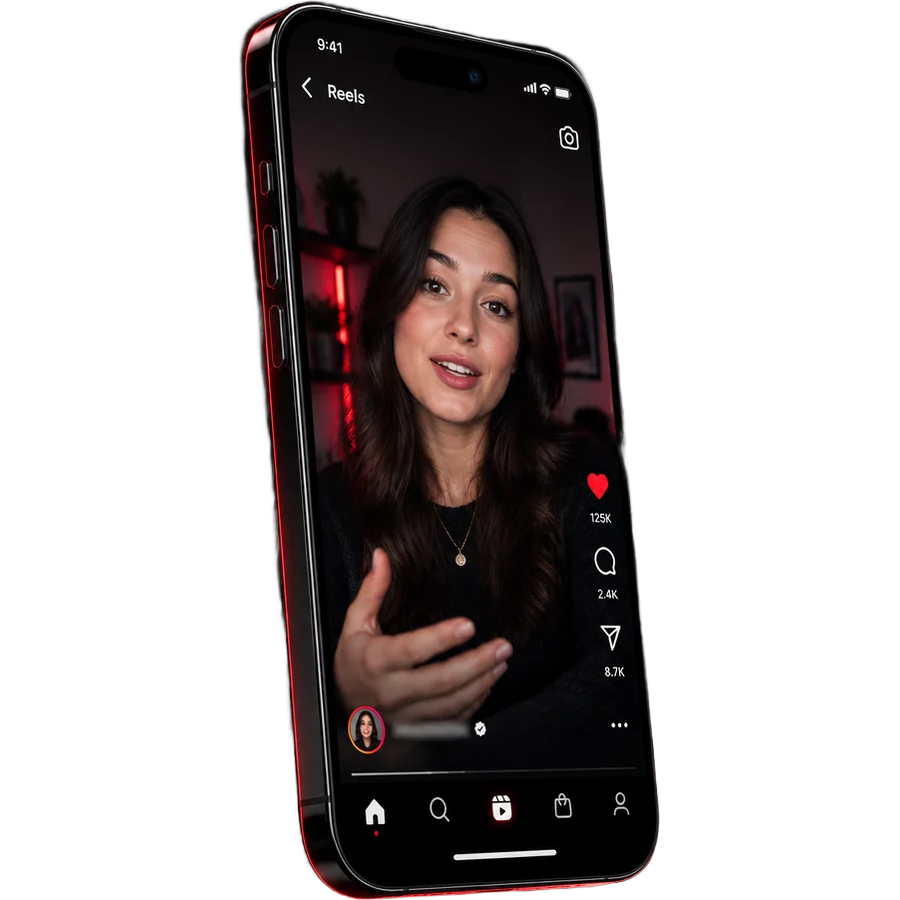 Smartphone showing a vertical video ad